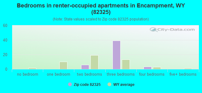 Bedrooms in renter-occupied apartments in Encampment, WY (82325) 