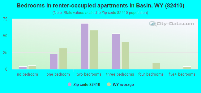 Bedrooms in renter-occupied apartments in Basin, WY (82410) 