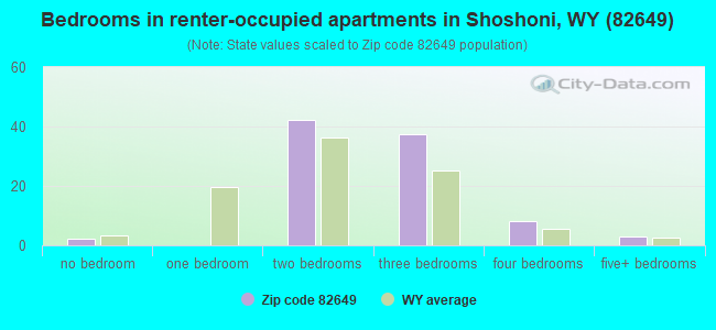 Bedrooms in renter-occupied apartments in Shoshoni, WY (82649) 