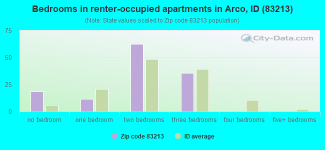 Bedrooms in renter-occupied apartments in Arco, ID (83213) 