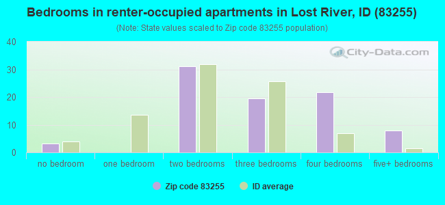 Bedrooms in renter-occupied apartments in Lost River, ID (83255) 