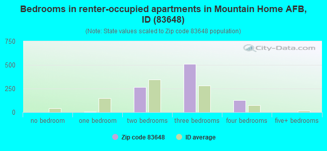 Bedrooms in renter-occupied apartments in Mountain Home AFB, ID (83648) 