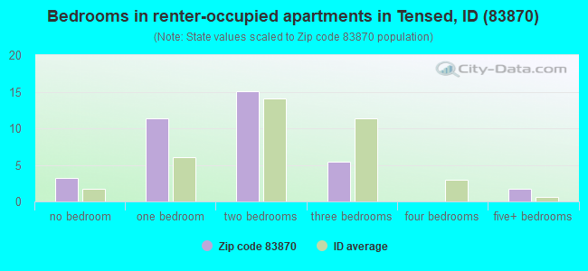 Bedrooms in renter-occupied apartments in Tensed, ID (83870) 