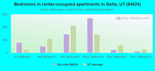 Bedrooms in renter-occupied apartments in Delta, UT (84624) 