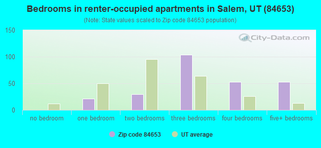 Bedrooms in renter-occupied apartments in Salem, UT (84653) 