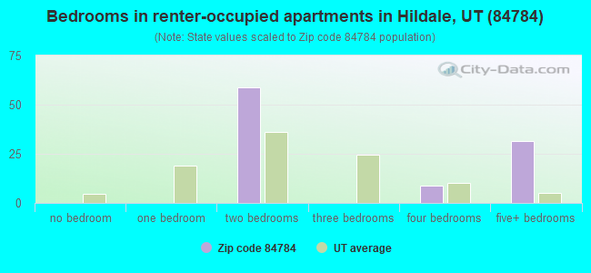 Bedrooms in renter-occupied apartments in Hildale, UT (84784) 