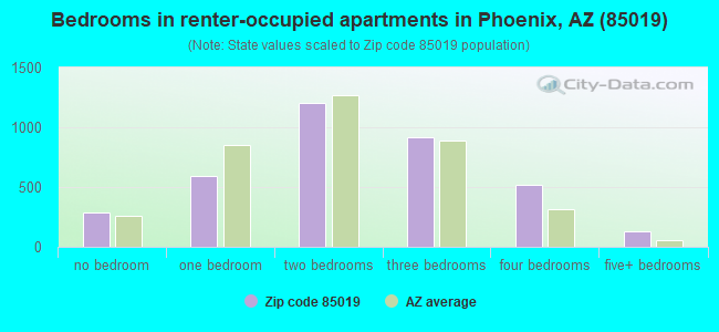 Bedrooms in renter-occupied apartments in Phoenix, AZ (85019) 