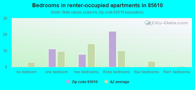 Bedrooms in renter-occupied apartments in 85610 
