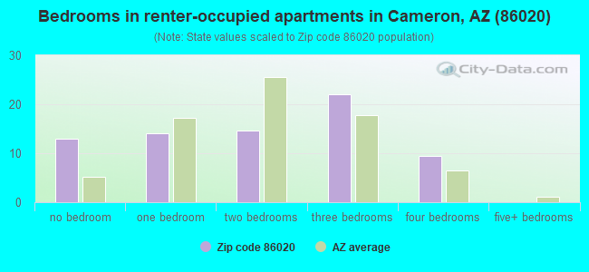 Bedrooms in renter-occupied apartments in Cameron, AZ (86020) 