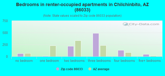 Bedrooms in renter-occupied apartments in Chilchinbito, AZ (86033) 