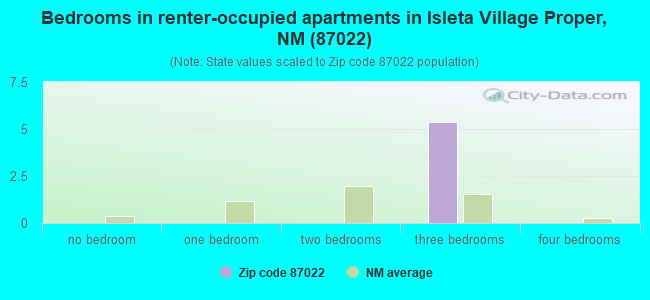Bedrooms in renter-occupied apartments in Isleta Village Proper, NM (87022) 