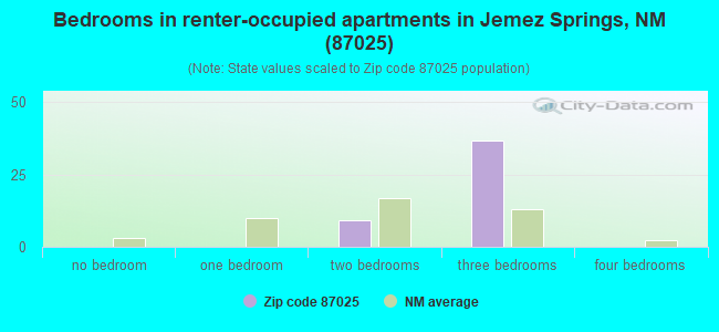 Bedrooms in renter-occupied apartments in Jemez Springs, NM (87025) 