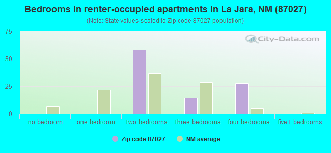 Bedrooms in renter-occupied apartments in La Jara, NM (87027) 