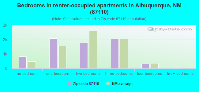 Bedrooms in renter-occupied apartments in Albuquerque, NM (87110) 