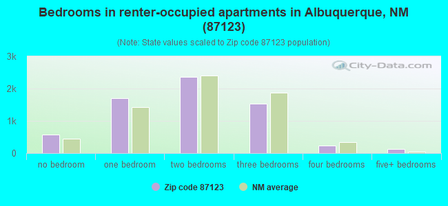 Bedrooms in renter-occupied apartments in Albuquerque, NM (87123) 