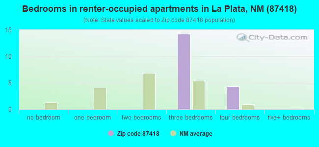 Bedrooms in renter-occupied apartments in La Plata, NM (87418) 