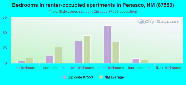 Bedrooms in renter-occupied apartments in Penasco, NM (87553) 