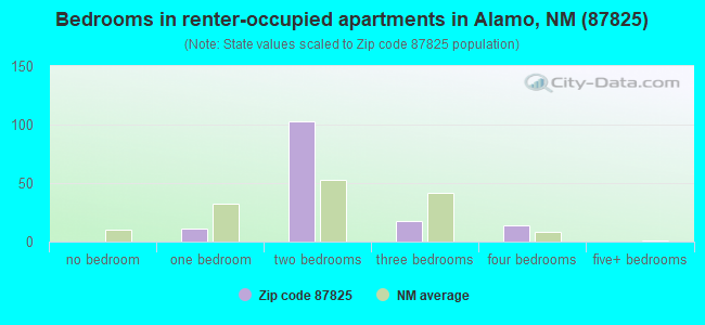 Bedrooms in renter-occupied apartments in Alamo, NM (87825) 