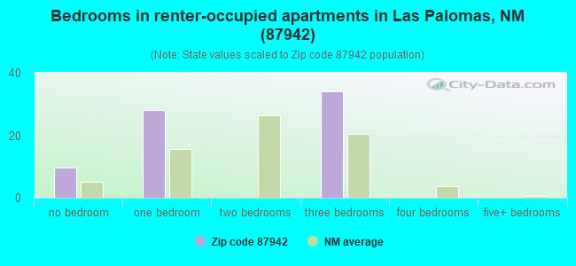 Bedrooms in renter-occupied apartments in Las Palomas, NM (87942) 