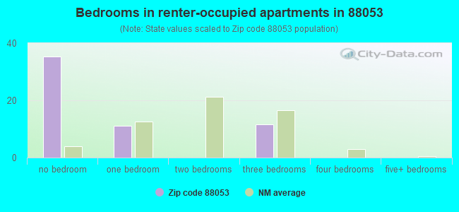 Bedrooms in renter-occupied apartments in 88053 
