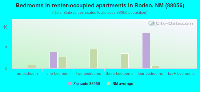 Bedrooms in renter-occupied apartments in Rodeo, NM (88056) 