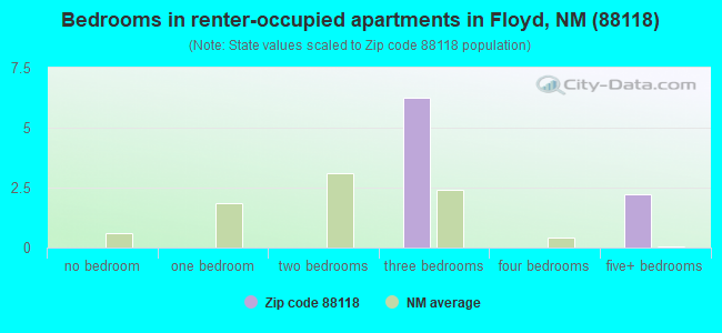 Bedrooms in renter-occupied apartments in Floyd, NM (88118) 