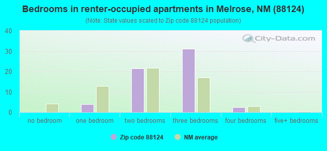 Bedrooms in renter-occupied apartments in Melrose, NM (88124) 