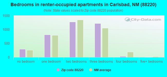 Bedrooms in renter-occupied apartments in Carlsbad, NM (88220) 