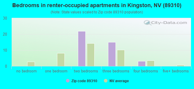 Bedrooms in renter-occupied apartments in Kingston, NV (89310) 