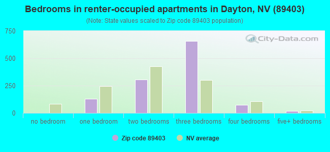 Bedrooms in renter-occupied apartments in Dayton, NV (89403) 