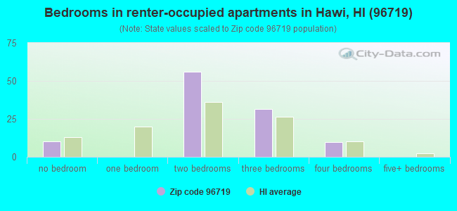 Bedrooms in renter-occupied apartments in Hawi, HI (96719) 