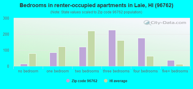 Bedrooms in renter-occupied apartments in Laie, HI (96762) 