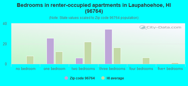 Bedrooms in renter-occupied apartments in Laupahoehoe, HI (96764) 