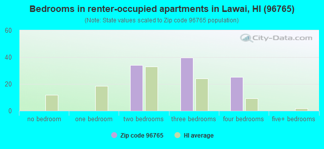 Bedrooms in renter-occupied apartments in Lawai, HI (96765) 
