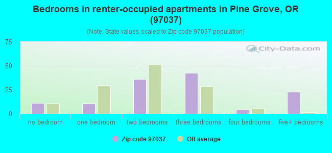 Bedrooms in renter-occupied apartments in Pine Grove, OR (97037) 