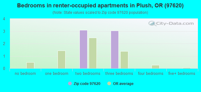 Bedrooms in renter-occupied apartments in Plush, OR (97620) 