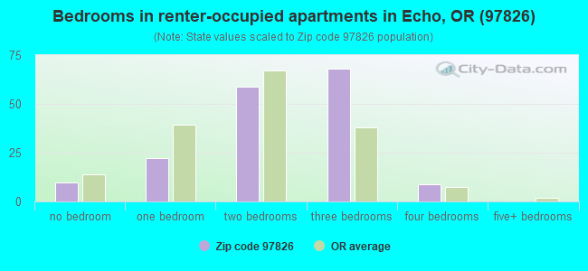 Bedrooms in renter-occupied apartments in Echo, OR (97826) 