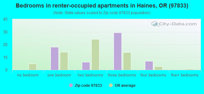 Bedrooms in renter-occupied apartments in Haines, OR (97833) 