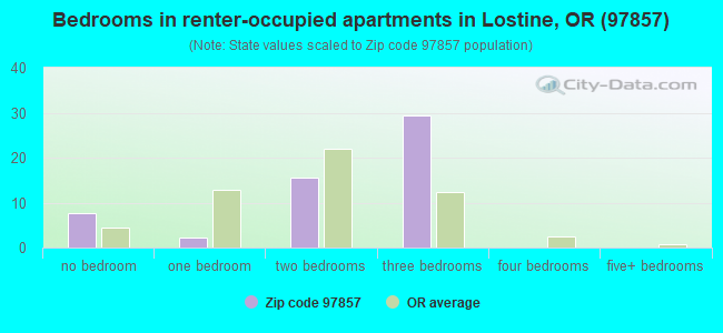 Bedrooms in renter-occupied apartments in Lostine, OR (97857) 