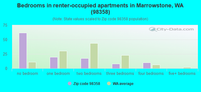 Bedrooms in renter-occupied apartments in Marrowstone, WA (98358) 