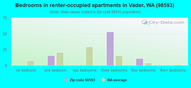 Bedrooms in renter-occupied apartments in Vader, WA (98593) 
