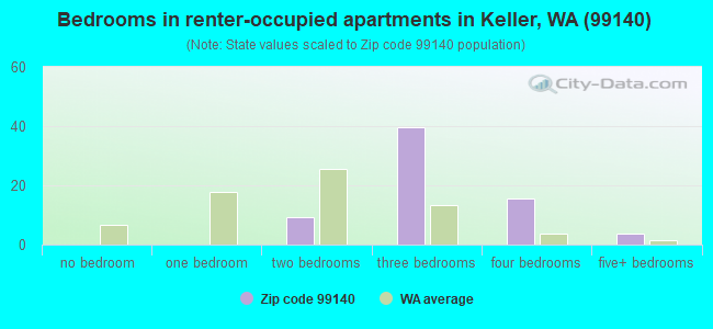 Bedrooms in renter-occupied apartments in Keller, WA (99140) 