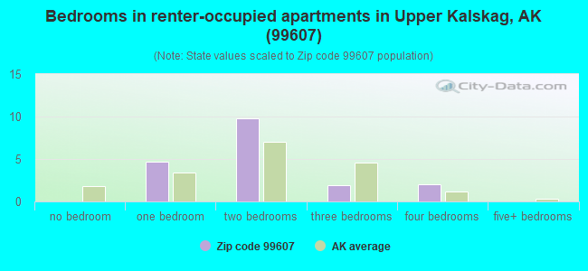 Bedrooms in renter-occupied apartments in Upper Kalskag, AK (99607) 