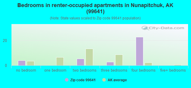 Bedrooms in renter-occupied apartments in Nunapitchuk, AK (99641) 