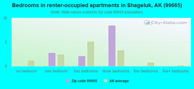 Bedrooms in renter-occupied apartments in Shageluk, AK (99665) 