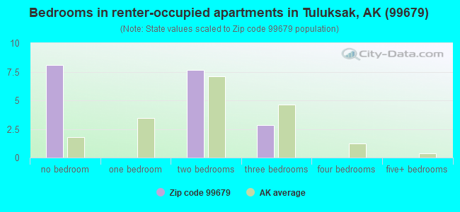 Bedrooms in renter-occupied apartments in Tuluksak, AK (99679) 