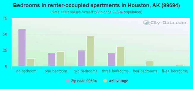 Bedrooms in renter-occupied apartments in Houston, AK (99694) 