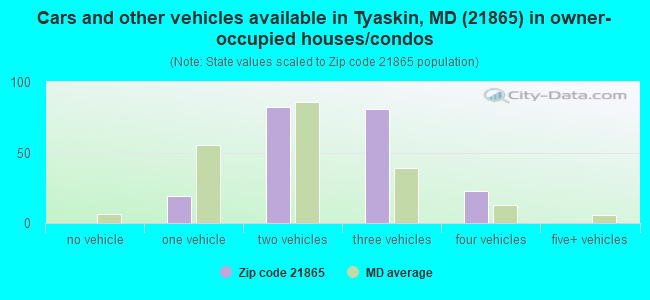 Cars and other vehicles available in Tyaskin, MD (21865) in owner-occupied houses/condos