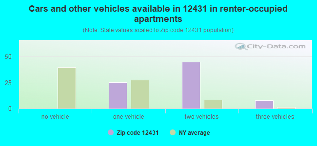 Cars and other vehicles available in 12431 in renter-occupied apartments