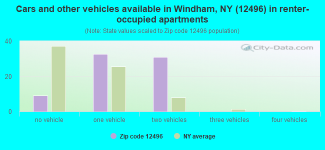 Cars and other vehicles available in Windham, NY (12496) in renter-occupied apartments